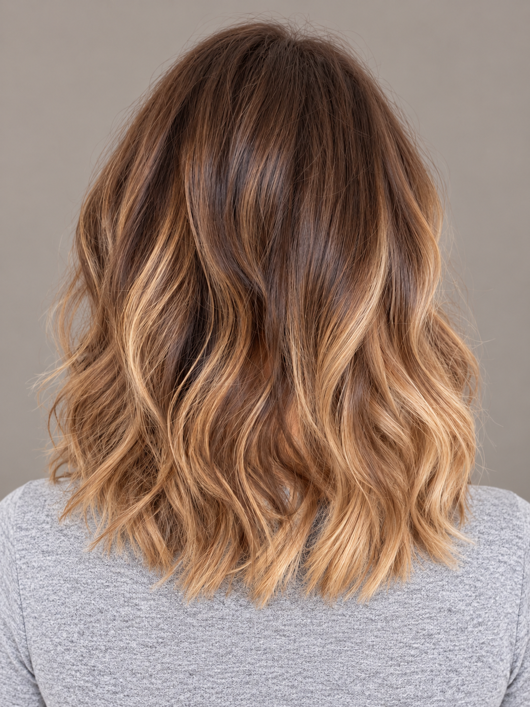 SULMY Short Brown Wigs with a Sombre Effect for Women Caucasian 100% Human Hair — back view, AI-generated visualization [transfer:15428216520924-back]