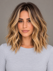 SULMY Shoulder-Length Balayage Wigs for Women Caucasian 100% Human Hair — front view, AI-generated visualization [transfer:15428216848604-front]