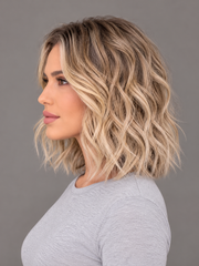 SULMY Volumizing Balayage Bob Wigs for Women Caucasian 100% Human Hair — side view, AI-generated visualization [transfer:15428216979676-side]