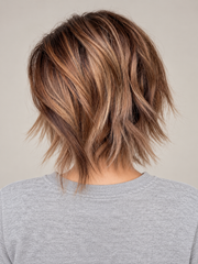 SULMY Balayage Highlights and Lowlights Short Bob Wigs for Women Caucasian 100% Human Hair — back view, AI-generated visualization [transfer:15428217176284-back]
