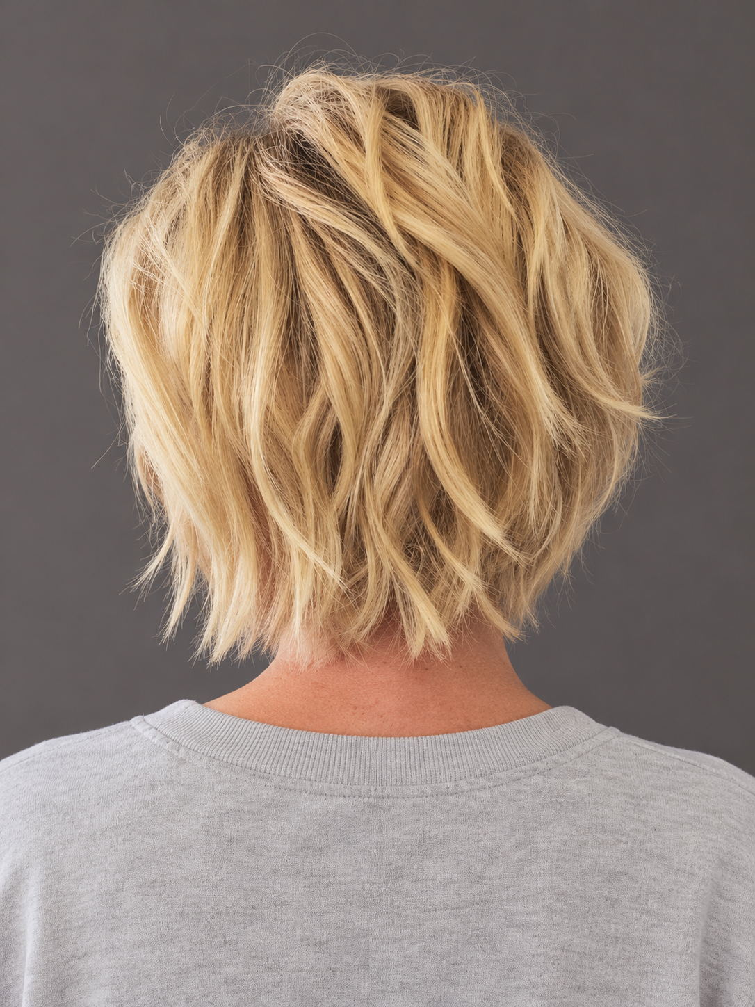 SULMY Wavy Wigs for Women over 50 for Women Caucasian 100% Human Hair — back view, AI-generated visualization [transfer:15428217503964-back]