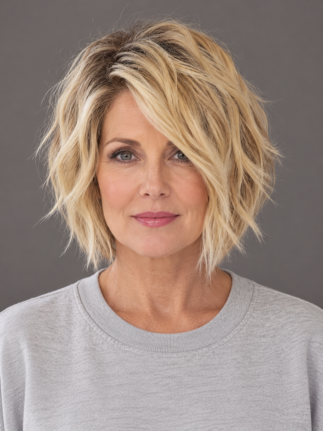 SULMY Wavy Wigs for Women over 50 for Women Caucasian 100% Human Hair — front view, AI-generated visualization [transfer:15428217503964-front]
