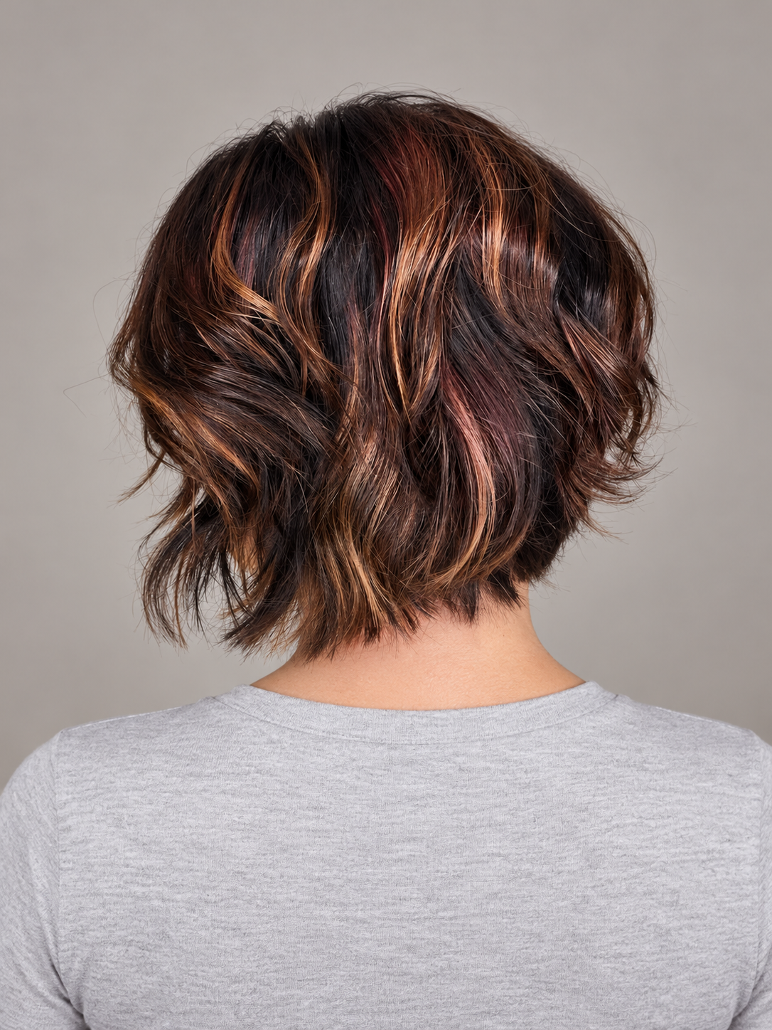 SULMY Wigs for Older Women with Round Faces for Women Caucasian 100% Human Hair — back view, AI-generated visualization [transfer:15428217766108-back]