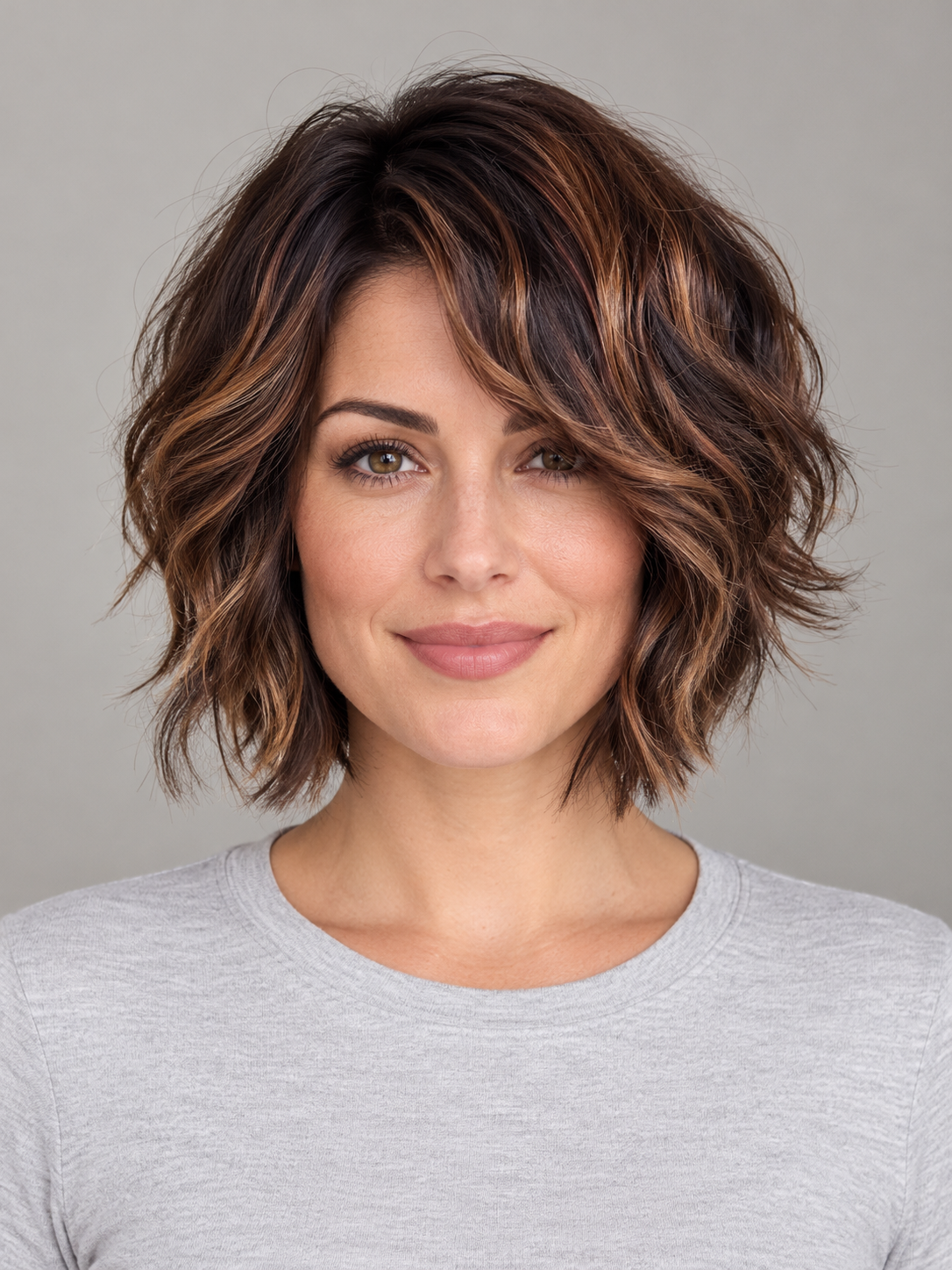 SULMY Wigs for Older Women with Round Faces for Women Caucasian 100% Human Hair — front view, AI-generated visualization [transfer:15428217766108-front]