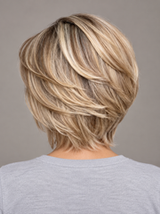 SULMY Blonde Angled Bob Wigs with Swoopy Layers for Women Caucasian 100% Human Hair — back view, AI-generated visualization [transfer:15428217929948-back]