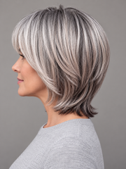 SULMY Bi-Level Salt-and-Pepper Wigs for Women Caucasian 100% Human Hair — side view, AI-generated visualization [transfer:15428218355932-side]