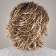 SULMY Shag Wigs with Highlights for Women over 50 for Women Caucasian 100% Human Hair — back view, AI-generated visualization [transfer:15428218978524-back]