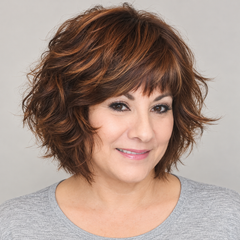 SULMY Heavily Layered Bob Wigs with Highlights for Ladies over 50 for Women Caucasian 100% Human Hair — front view, AI-generated visualization [transfer:15428219207900-front]
