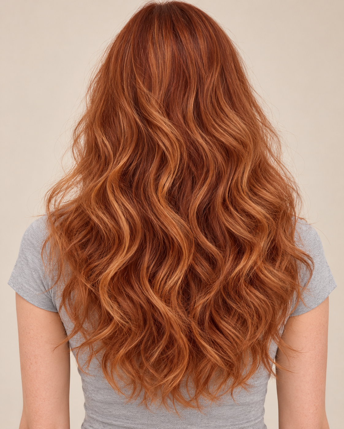 SULMY Autumn-Ready Pumpkin Spice Wigs 100% Real Human Hair for Caucasian Women — back view, AI-generated visualization [transfer:15428221993180-back]