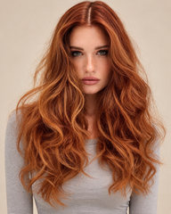 SULMY Autumn-Ready Pumpkin Spice Wigs 100% Real Human Hair for Caucasian Women — front view, AI-generated visualization [transfer:15428221993180-front]