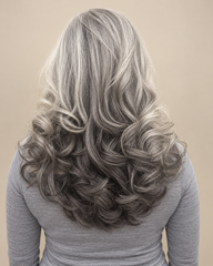 SULMY Gray Salt and Pepper Wigs with Reverse Ombre 100% Real Human Hair for Caucasian Women — back view, AI-generated visualization [transfer:15428225925340-back]