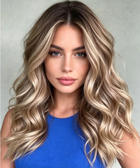 SULMY Butterscotch Blonde Wigs with Dark Roots 100% Real Human Hair for Caucasian