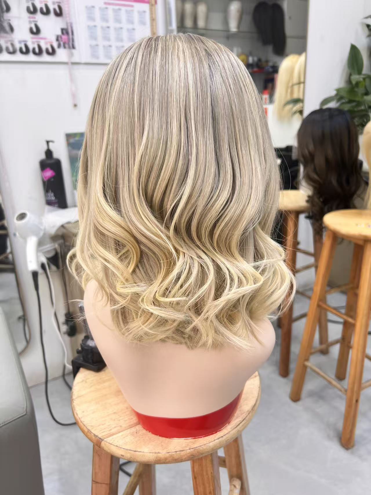 SULMY Medium Brown Blonde Highlights Wigs for White Women 100 Human Hair