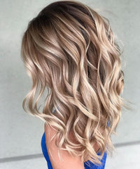 Butterscotch Blonde Wigs with Dark Roots 100% Real Human Hair for Caucasian | Free Shipping