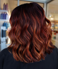 Streaky Red Wigs with Root Melt 100% Real Human Hair for Caucasian Women