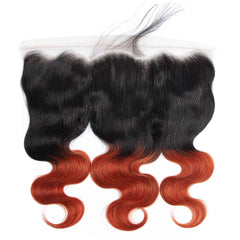 Burnt Orange Bundles With Frontal Wavy 1b 350 Human Hair Dark Roots | SULMY.