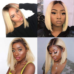 1b 613 Blonde Bob Lace Front Wig Colored Short Ombre Human Hair Wigs -SULMY | SULMY.