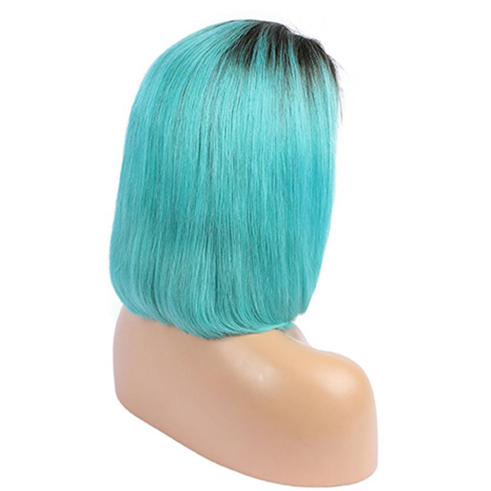 Blue Ombre Bob Lace Front Wig 1b Blue Colored Short Human Hair Wigs -SULMY | SULMY.