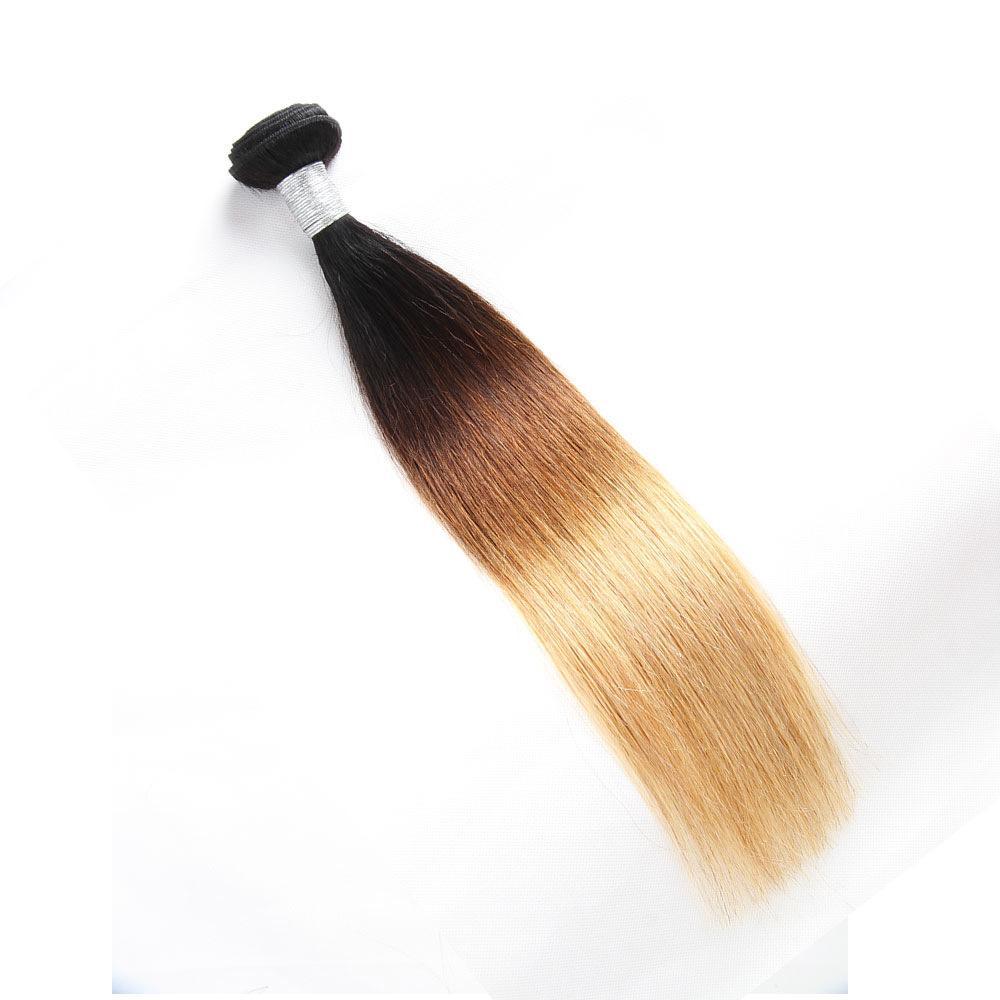 Sulmy 3 Bundles With Frontal Closure 1b #4 #27 Ombre straight Brazilian Hair Weave | SULMY.