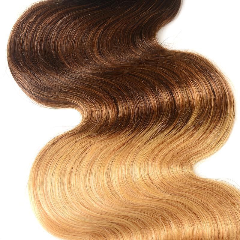 Sulmy 3 Bundles With Frontal Closure 1b #4 #27 Ombre body wave Brazilian Hair Weave | SULMY.