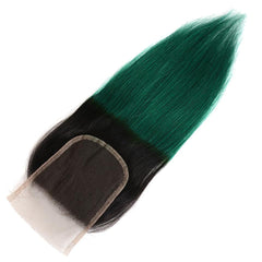 Dark Green Bundles With Closure Green Straight Human Hair Dark Roots | SULMY.