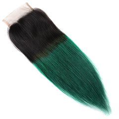 Dark Green Bundles With Closure Green Straight Human Hair Dark Roots | SULMY.