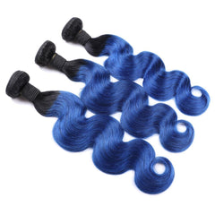 Royal Blue Hair Weave 1 Bundles Dark Roots Electric Blue Human Hair Body Wave | SULMY.
