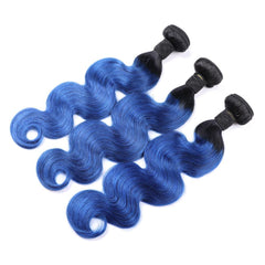 Royal Blue Hair Weave 1 Bundles Dark Roots Electric Blue Human Hair Body Wave | SULMY.