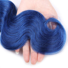 Royal Blue Hair Weave 1 Bundles Dark Roots Electric Blue Human Hair Body Wave | SULMY.