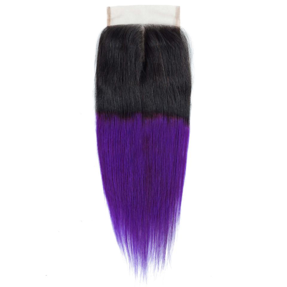 Purple Lace Closure with #1b Dark Roots