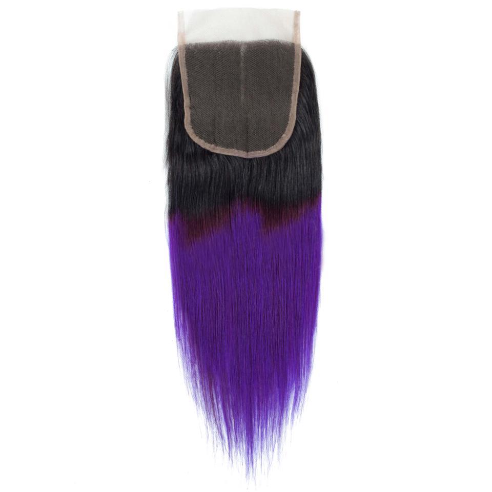 Purple Lace Closure with #1b Dark Roots