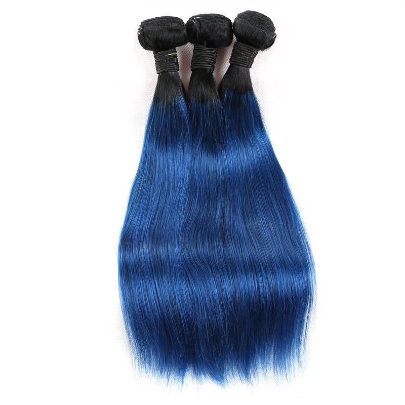 Royal Blue Bundles Straight Human Hair Dark Roots | SULMY.