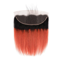 350 Bundles With Frontal Burnt Orange Straight Human Hair Dark Roots | SULMY.