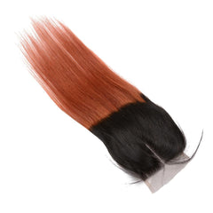 350 Bundles With Closure Burnt Orange Straight Human Hair Dark Roots | SULMY.