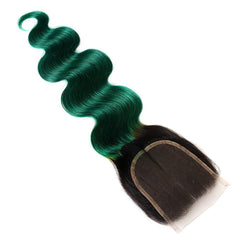 Dark Green Bundles With Closure Green Body Wave Human Hair Dark Roots | SULMY.