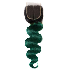 Dark Green Bundles With Closure Green Body Wave Human Hair Dark Roots | SULMY.