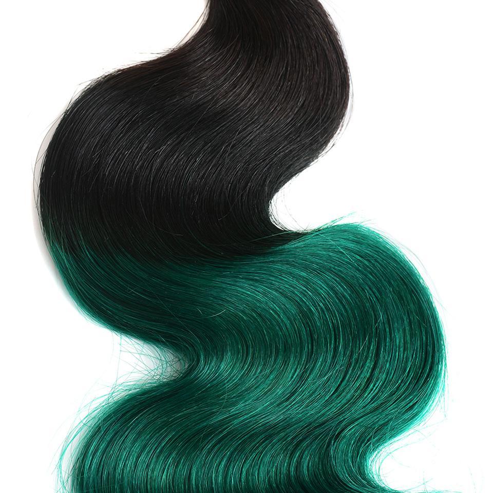 Green Hair Weave 3 Bundles Dark Green Body Wave Human Hair Dark Roots | SULMY.