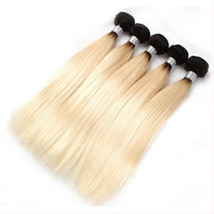 Ombre 613 Bundles With Frontal Straight Blonde Human Hair Dark Roots | SULMY.