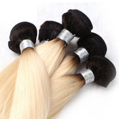 Ombre 613 Bundles With Frontal Straight Blonde Human Hair Dark Roots | SULMY.