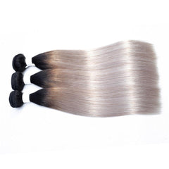 Grey Bundles With Closure Straight Dark Roots Human Hair | SULMY.
