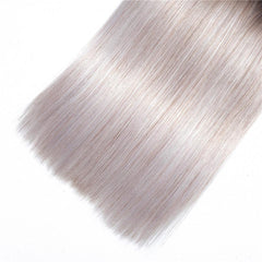 Grey Bundles With Closure Straight Dark Roots Human Hair | SULMY.
