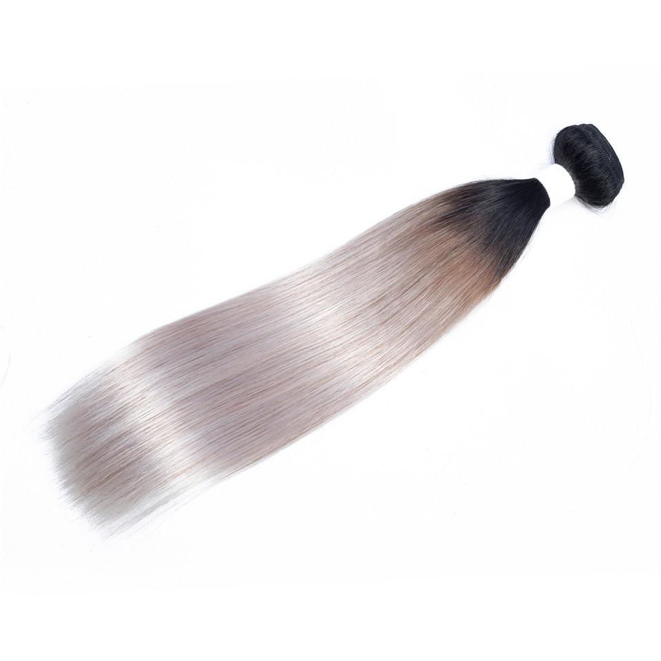 Grey Ombre Weave Bundles Straight Human Hair Dark Roots | SULMY.