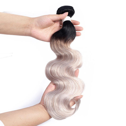 Silver Grey Hair Weave 1 Bundle Dark Roots | SULMY.