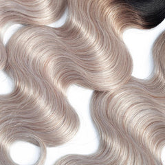 Silver Grey Bundles With Closure Human Hair Grey Ombre Weave With Closure Dark Roots | SULMY.