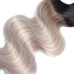Silver Grey Bundles With Closure Human Hair Grey Ombre Weave With Closure Dark Roots | SULMY.