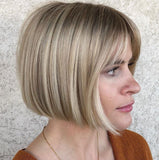 Cool Blond Hair Bob Wigs 100% Real Human Hair for Caucasian | Free Shipping