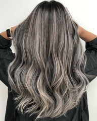 Wavy Salt and Pepper Wigs 100% Real Human Hair for Caucasian Women