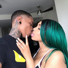 Dark Green Bundles With Closure Green Straight Human Hair Dark Roots | SULMY.