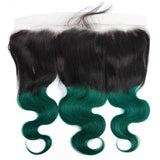 Dark Green Bundles With Frontal Green Body Wave Human Hair Dark Roots | SULMY.