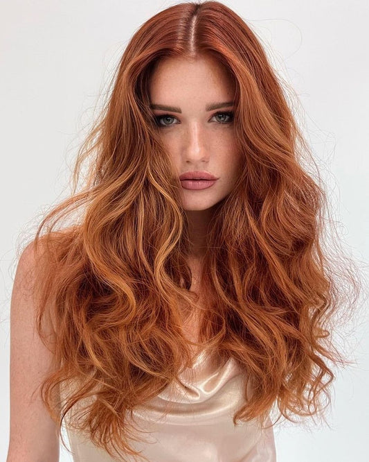 Autumn-Ready Pumpkin Spice Wigs 100% Real Human Hair for Caucasian Women